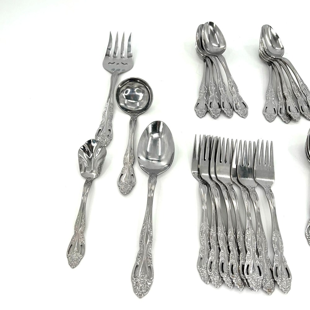 Reed & Barton select Baroque  Stainless 49 pc Flatware Set forks spoons serving - Picture 5 of 8